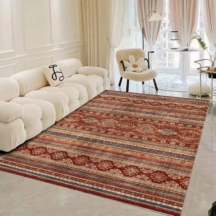 Tapis de style marocain pour salon, tapis de chambre ethnique bohème, tables basses portables, polym