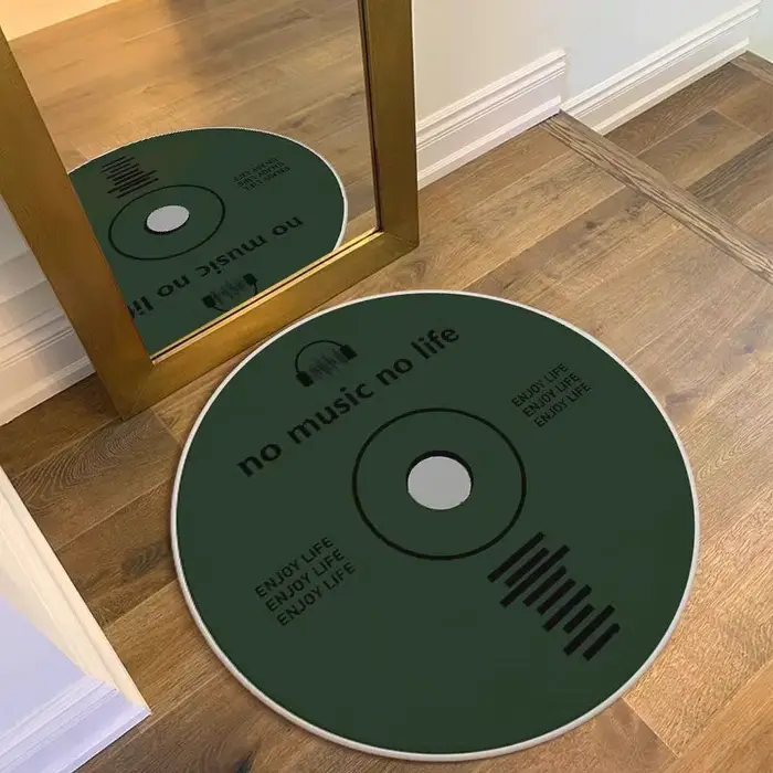 Tapis rond à motif de disque vinyle