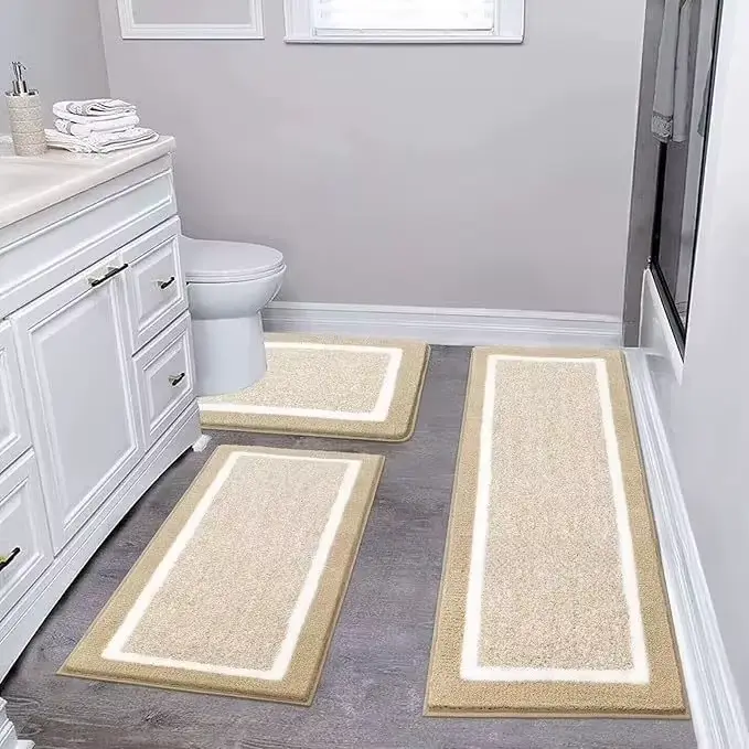 Ensemble de tapis de salle de bain en microfibre lavable 3 pièces/ensemble tapis de bain absorbants