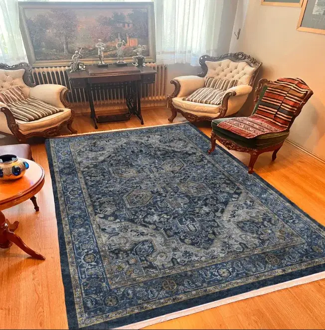Tapis d'appoint turquoise style persan