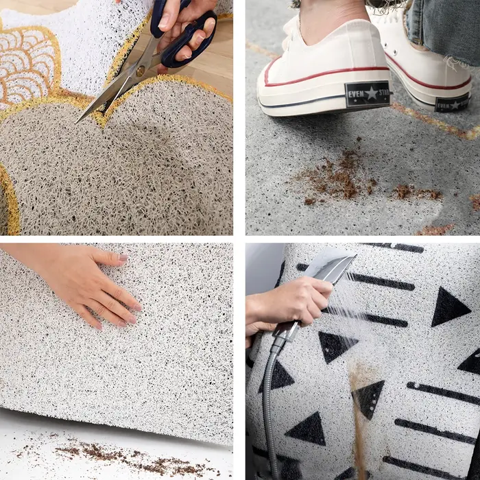 Tapis de Porte d'Entrée en PVC Polymères d'Extérieur, Grand Tapis en Caoutchouc RapDuty, Imperméable, Profil Bas