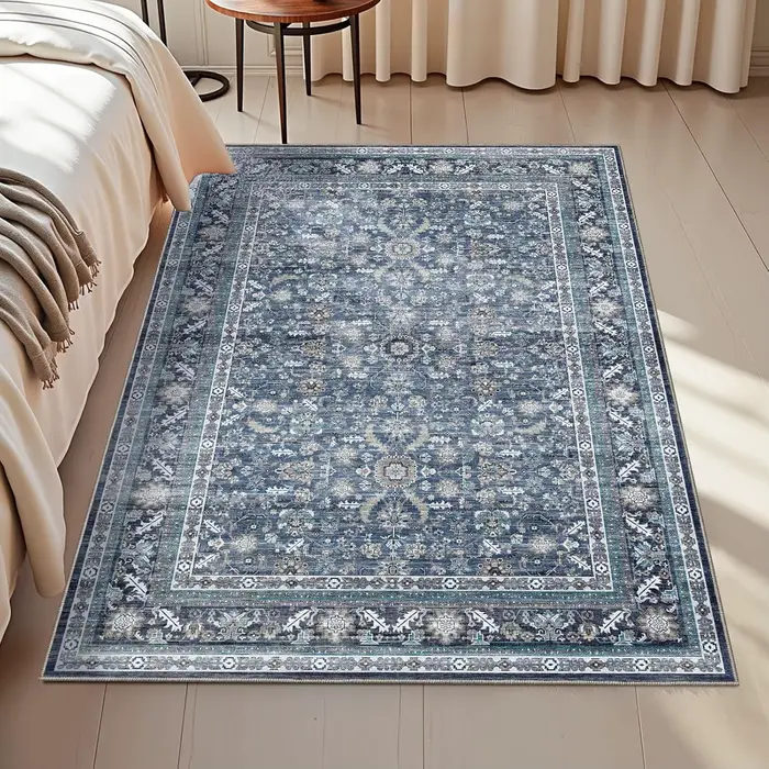 Tapis traditionnel rétro rectangulaire, pour chambre à coucher, salon, rose, blanc, doux, antidérapa