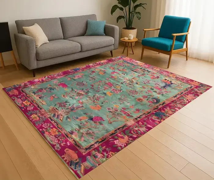 Tapis d'appoint vintage de style turc, imprimé 2D, motif oriental, tapis traditionnel antidérapant, 