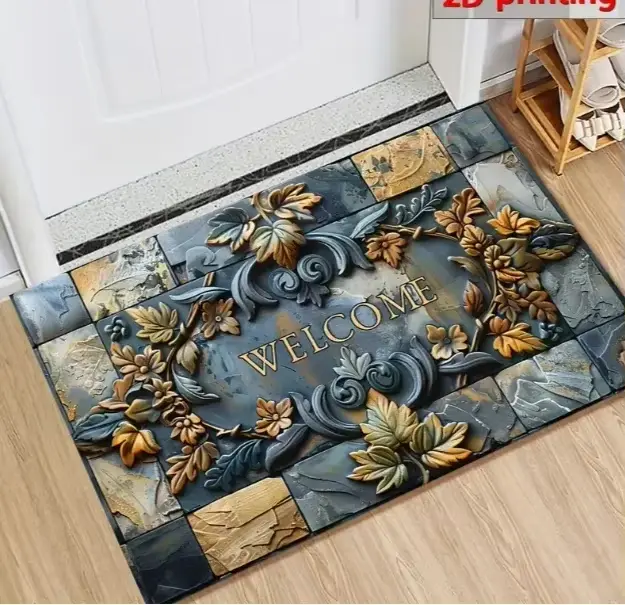 VIKAMA Tapis de style vintage de luxe léger pour entrée et couloir, absorbe l'eau, antidérapant et d