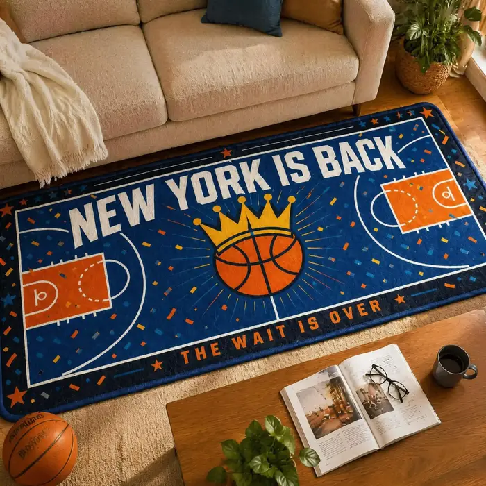 Tapis de sol antidérapant motif confettis de la cour de basket de New York NEW