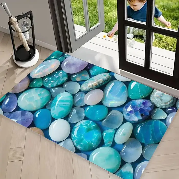 Tapis de sol antidérapant en pierre de rivière pour la décoration intérieure