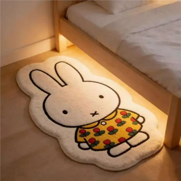 Tapis de sol Miffy en imitation cachemire, antidérapant, pour chambre à coucher, tapis doux pour la décoration intérieure, protection du sol domestique