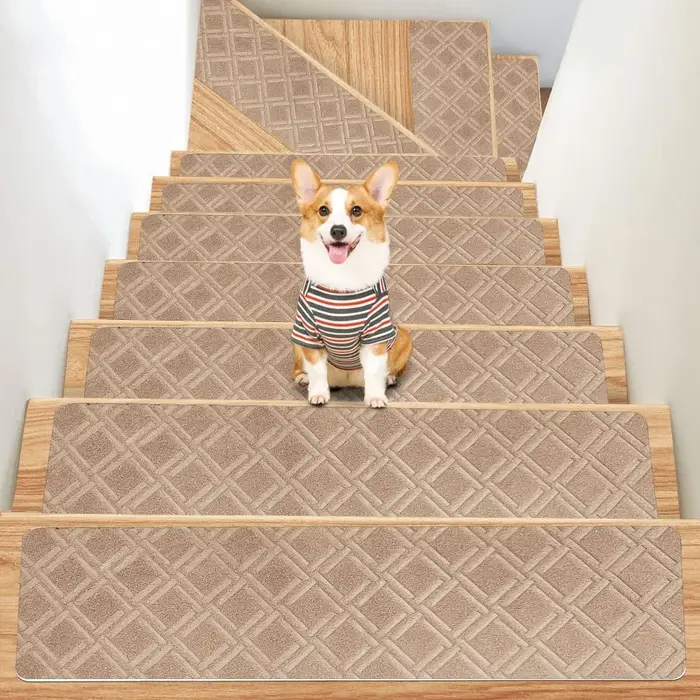 Tapis d'escalier auto-adhésif antidérapant 76x20cm, tapis de bande de roulement d'escalier à rayures