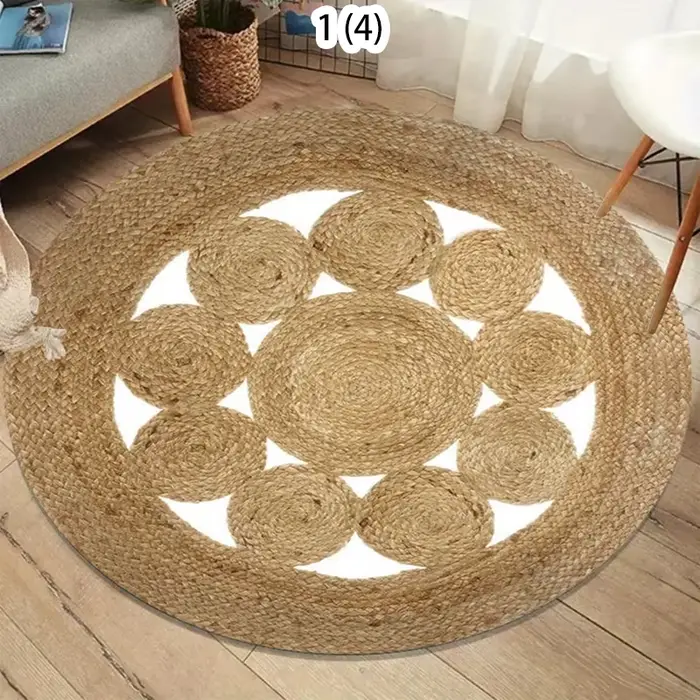 Tapis rond en jute naturel style bohème