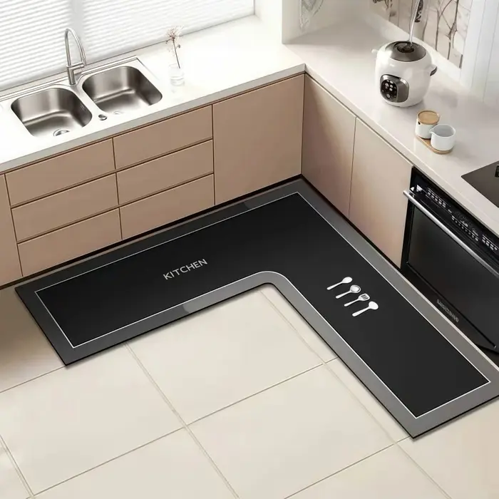 Tapis d'angle de cuisine de luxe en forme de L