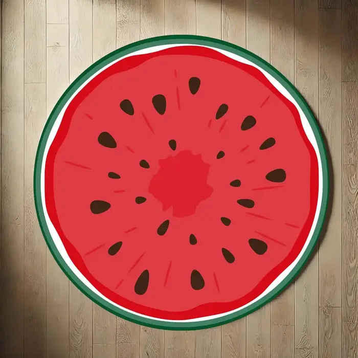 Tapis rond réaliste en forme de tranche de pastèque