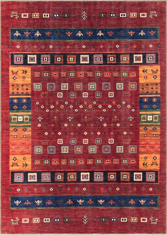 Tapis luxueux imprimé Vintage rouge, élégant, antidérapant, pour salon, chambre à coucher, décoratio