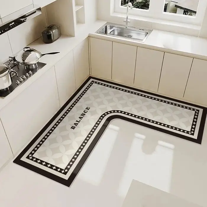 Tapis de cuisine de luxe, résistant à l'huile et aux taches, tapis en forme de L, résistant à l'usur