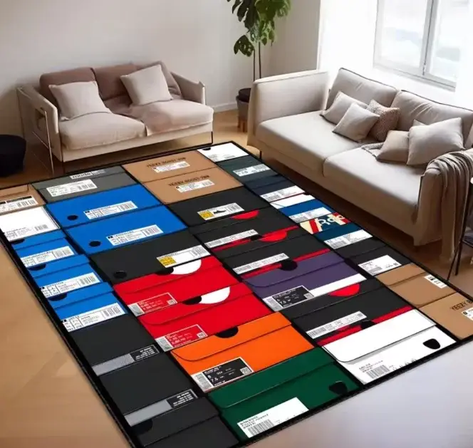 Tapis de sol culture sneaker, tapis de décoration intérieure avec typographie streetwear urbaine, to