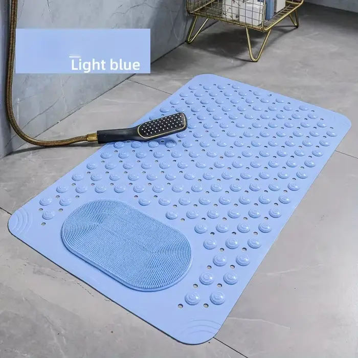 Tapis de bain en PVC antidérapant bleu clair avec nuages de massage 0 8 cm d'épaisseur 2600 g m2 motif de points pour