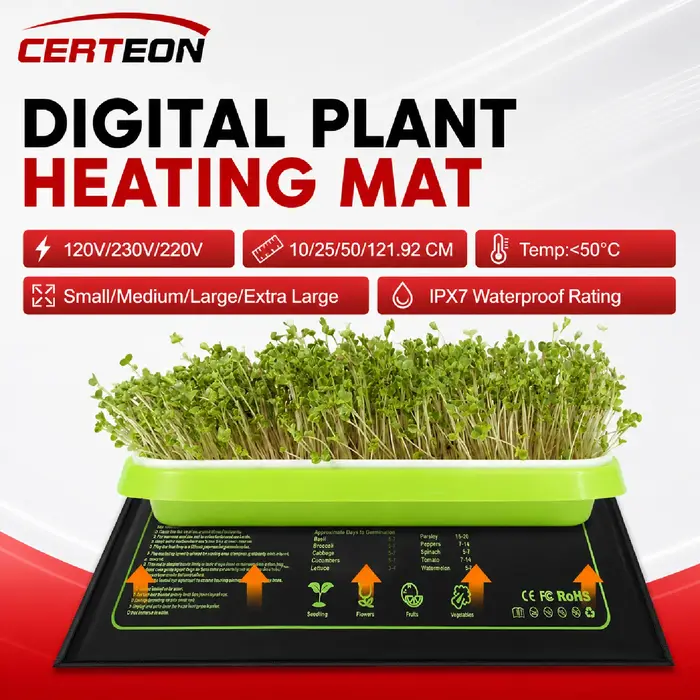 Tapis Chauffant Semis avec Thermostat Numérique SHM-TC 120V 220V 230V pour Reptiles Aquarium et Germ