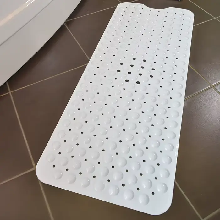 Tapis de baignoire antidérapant, avec trous de vidange et ventouses, lavable en machine, pour salle