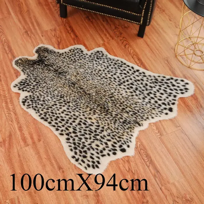 Tapis imprimé léopard simulé cerf, doux et confortable, artificiel, pour salle de bain, chambre à co