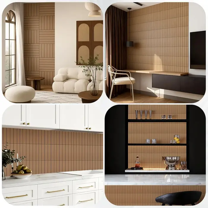 Panneaux muraux acoustiques en PVC couleur bois