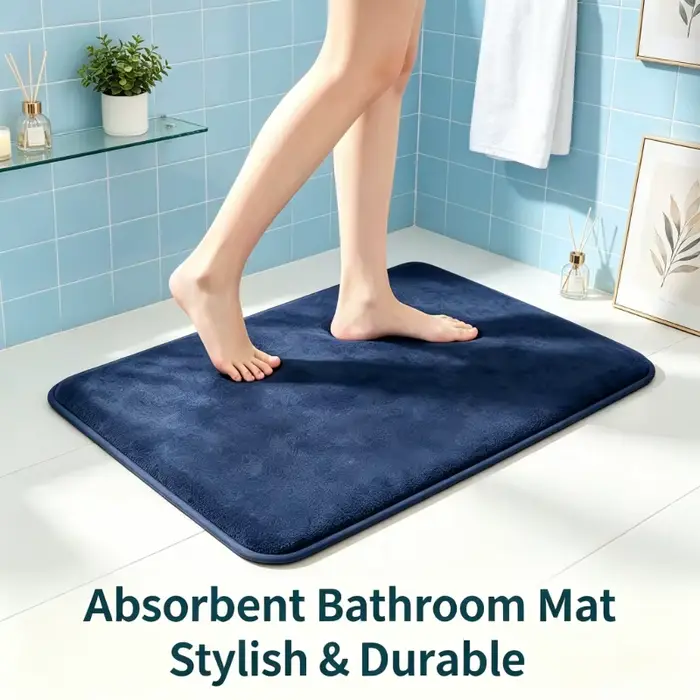 Tapis en velours corail bleu marine 50 × 80 cm