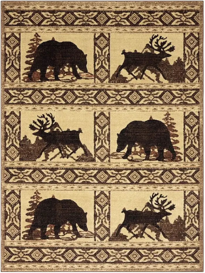 Tapis de Style ethnique Rural, Vintage, bohème, motif ours brun, grande surface, décoration de salle