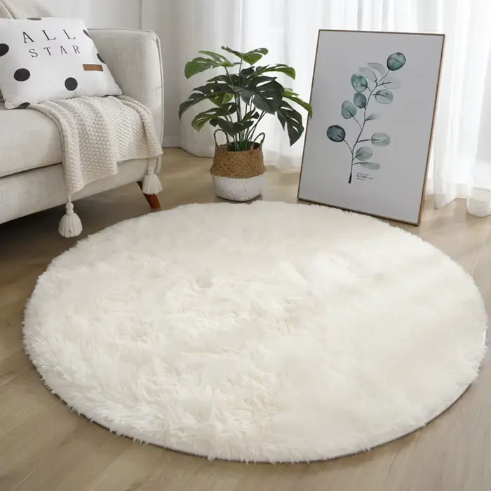 Tapis shaggy rond super doux pour la maison, 40/60/80cm, 1 pièce, multicolores au choix, pour la déc