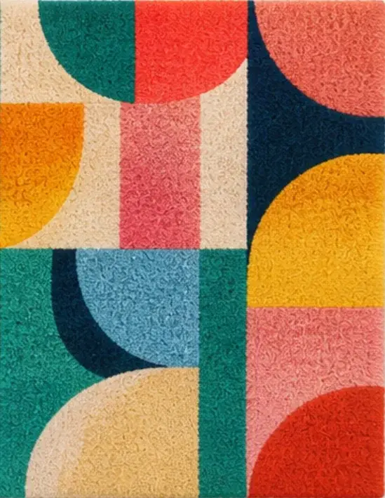 Kit de broderie au crochet pour tapis à motifs géométriques colorés, avec kit de boutons pour tapis au crochet, kit Smyrna pour tapis