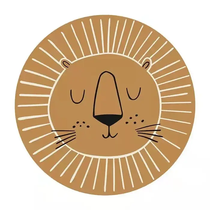Tapis de jeu rond en forme de Lion de dessin animé pour enfants