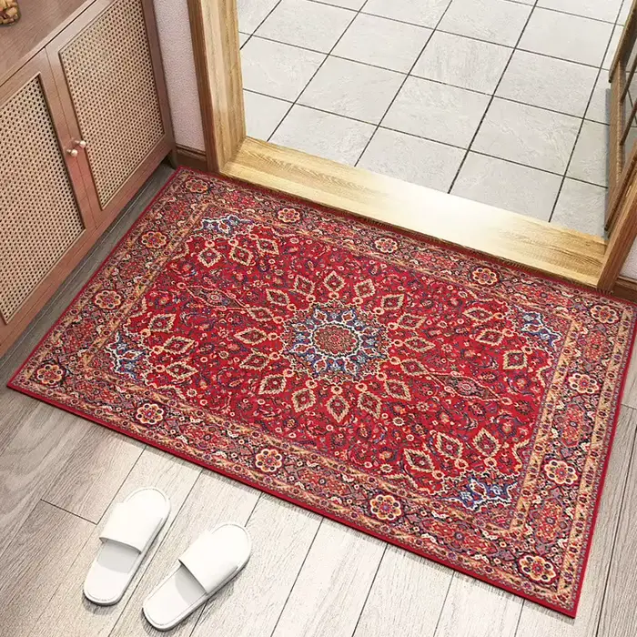 Tapis de bienvenue de style vintage européen pour le salon, tapis de porte décoratif, tapis de sol doux antidérapant pour l'entrée intérieure, tapis de bienvenue