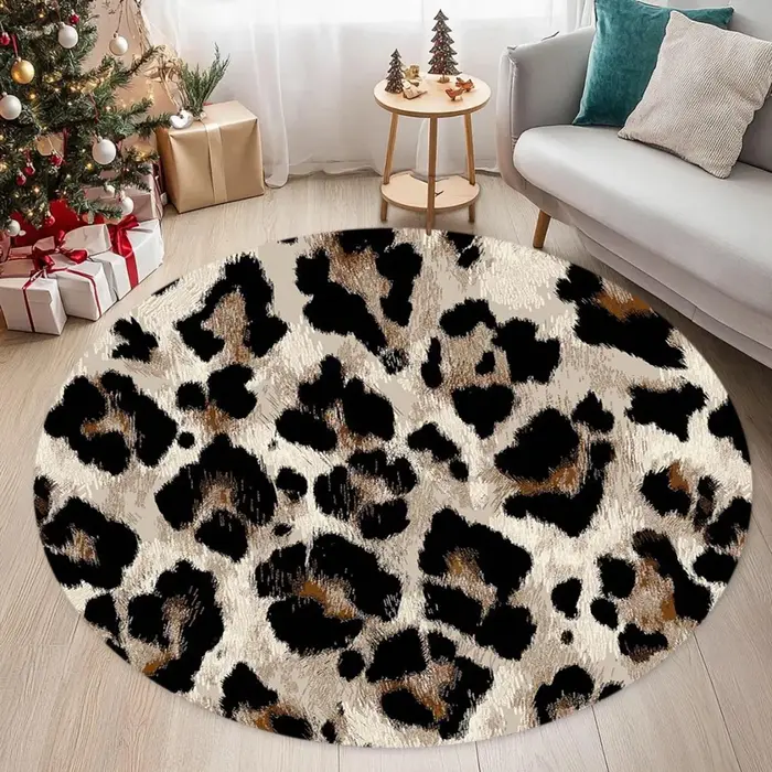 Tapis circulaire imprimé léopard et tigre, motif Animal imprimé, antidérapant, pour porte d'entrée, salon, chambre à coucher, décoration