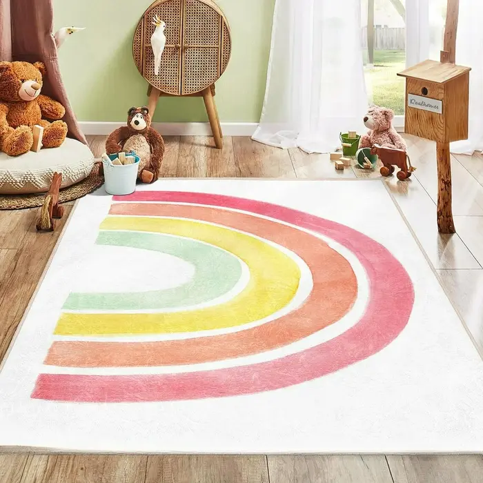 Tapis de pépinière arc-en-ciel coloré pour enfants