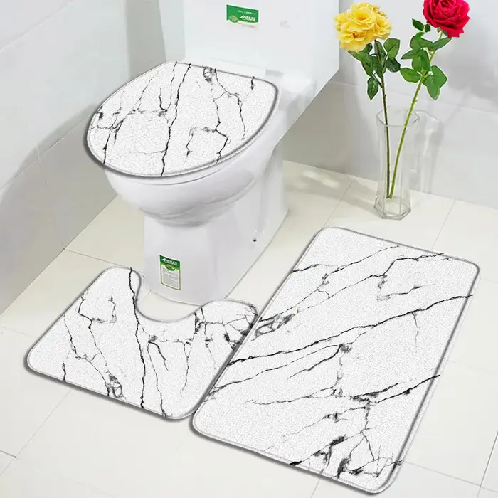 Ensemble de tapis de bain en marbre abstrait