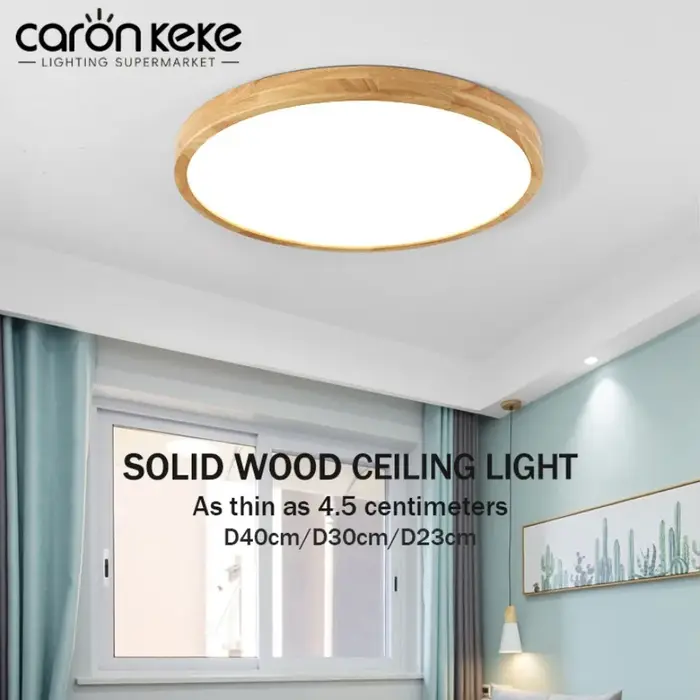 Plafonnier LED en bois massif nordique