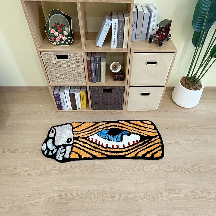 Tapis floqué en forme de briquet à œil marron