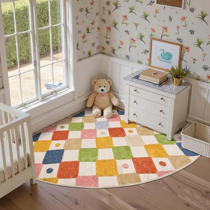 Tapis de chambre doux et moelleux, motif diamant coloré, tapis de sol moderne pour la décoration de 