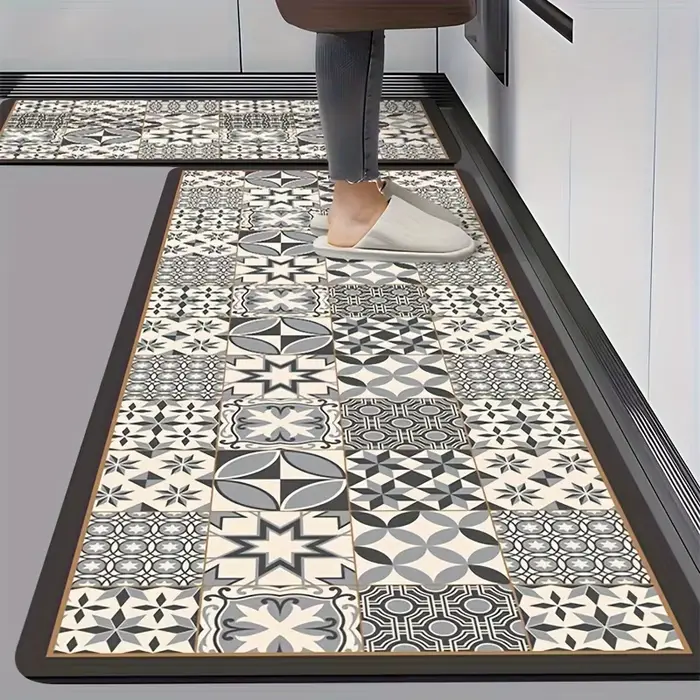 VIKAMA Tapis de cuisine imperméable, résistant à l'huile, absorbant, anti-poussière, tapis de porte 
