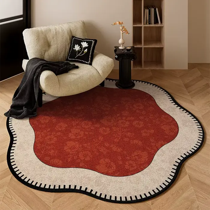 Tapis de salon rond résistant aux taches, durable, résistant à l'usure, tapis de sol luxueux à motif