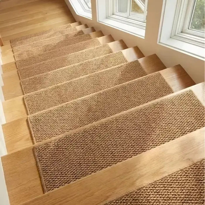 1/3 pièces Tapis antidérapant pour marches d'escalier en jute naturel
