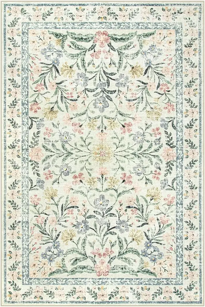 Tapis de salon, décoration de maison, à fleurs, doux, lavable en Machine, décor de sol, de chambre à