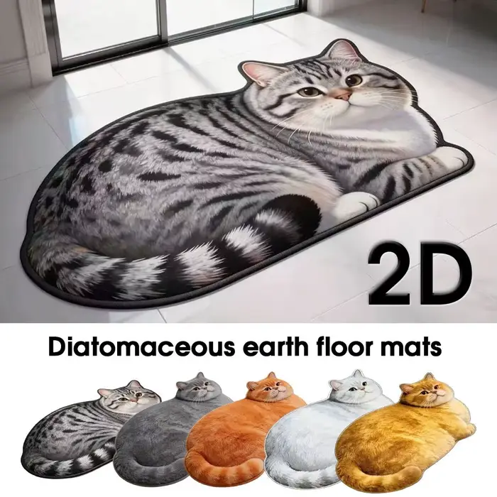Tapis de bain en diatomite en forme de chat mignon