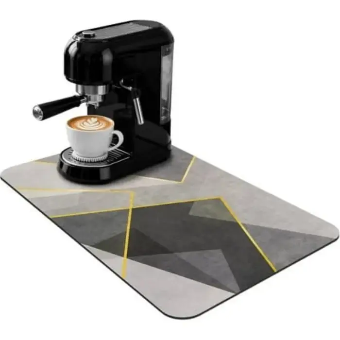 Tapis de cuisine à motif géométrique abstrait de style moderne du milieu du siècle, texture mate grainée, antidérapant pour table de bar.