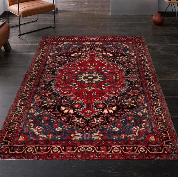 Tapis afghan bohème rouge foncé