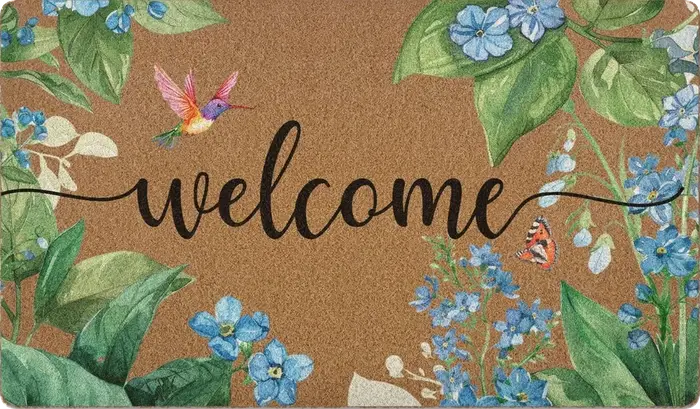 VIKAMA Tapis de porte coloré à fleurs, antidérapant et lavable, pour l'entrée, la porte d'entrée et 