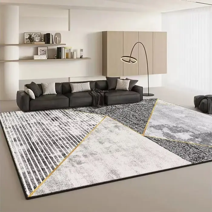 Tapis non pelucheux lavables, style simple, moderne, salon, décoration d'intérieur, chambre à coucher, chevet, sol, porte d'entrée, polymères