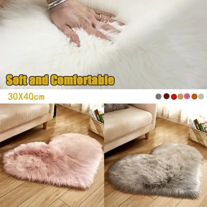 Tapis shaggy décoratif en fausse laine pour chambre à coucher