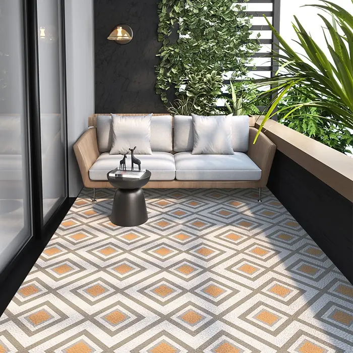 Tapis de balcon extérieur de grande surface en cuir PVC