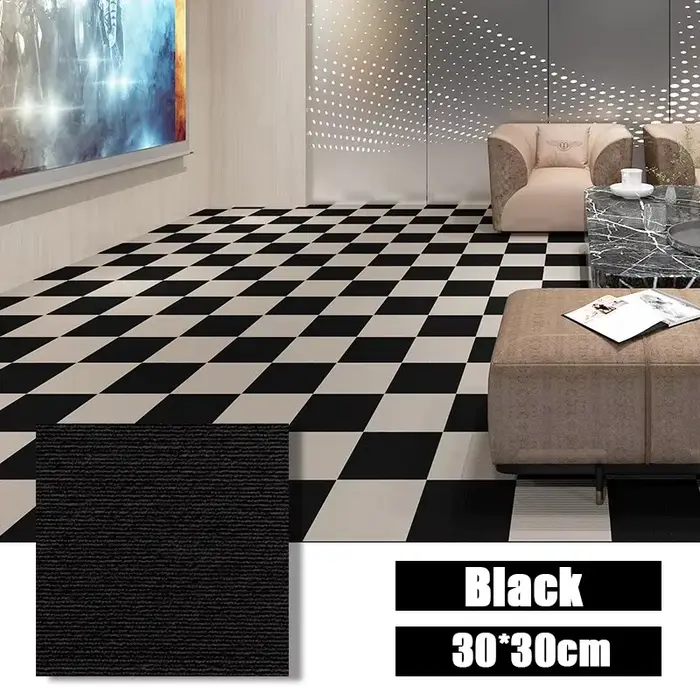 Carrés de tapis auto-adhésifs 30x30cm, carrelage amovible pour bricolage, décoration de la maison, c