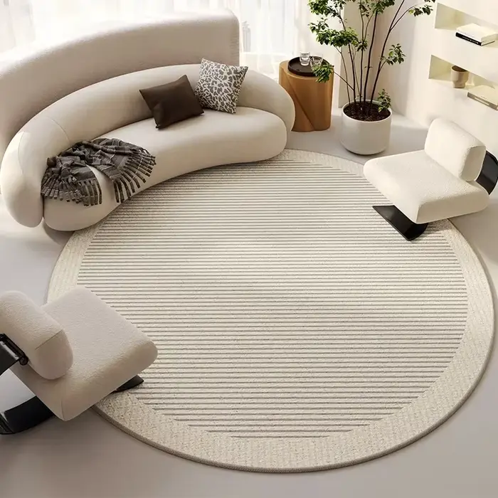 Tapis rond de style beige pour toute la maison