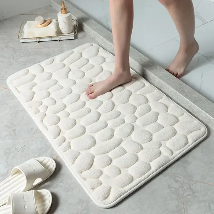 Tapis de sol pour la maison avec mousse à mémoire de forme souple et Base antidérapante en PVC, tapis absorbant en galets pour salle de bain, toilettes, chambre à coucher