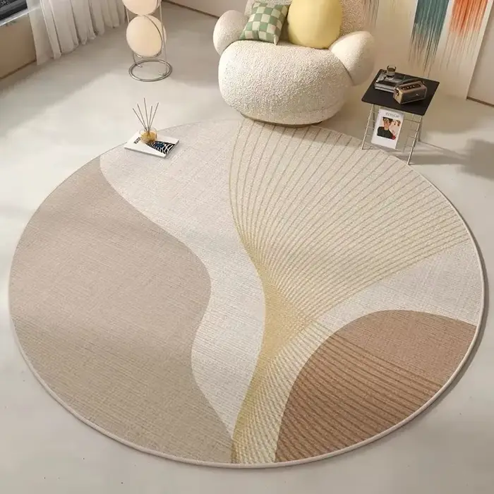 VIKAMA Tapis rond moderne et minimaliste, antidérapant, résistant aux taches, pour canapé, fauteuil